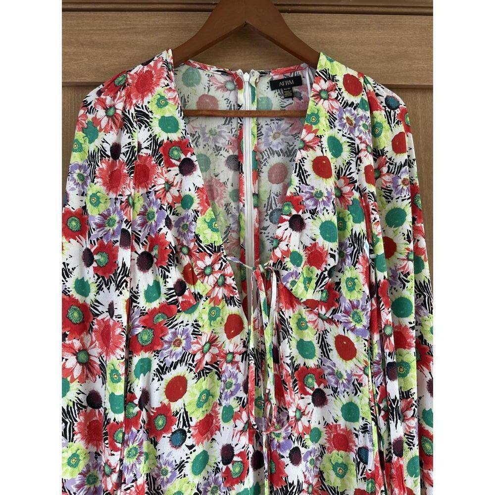 NWT AFRM Caprice Long Sleeve Mini Dress in Summer Daisy Bouquet Women’s size XS - Picture 4 of 13